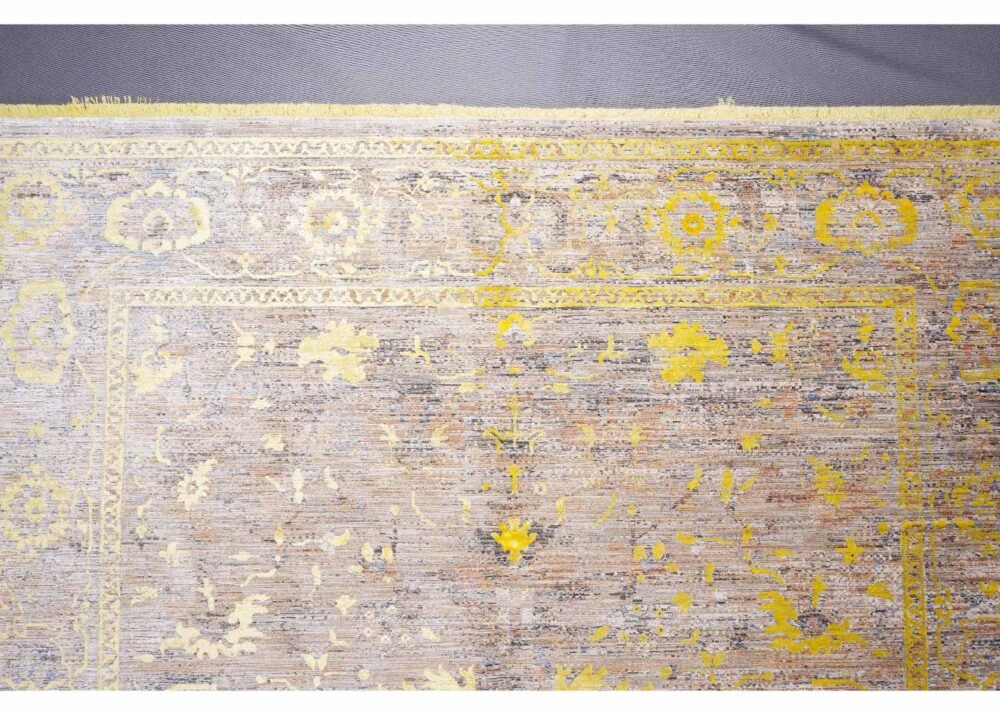 Aura Modern Abstract Yellow Rug Oriental Pattern 6.5x9.6 Machine-made