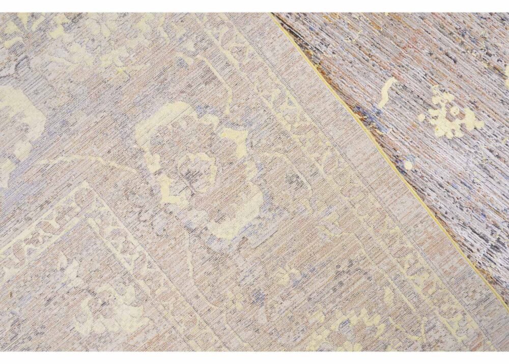 Aura Modern Abstract Yellow Rug Oriental Pattern 6.5x9.6 Machine-made