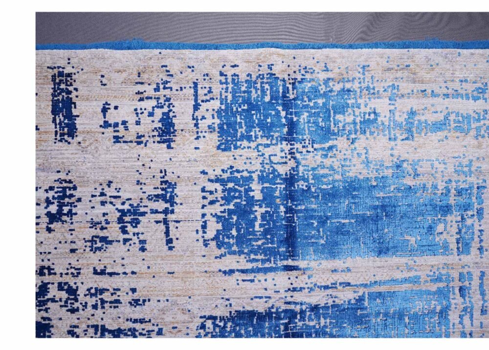 Aura Navy Blue Abstract Rug Blue-Grey 6.5x9.6 ft for Modern Homes