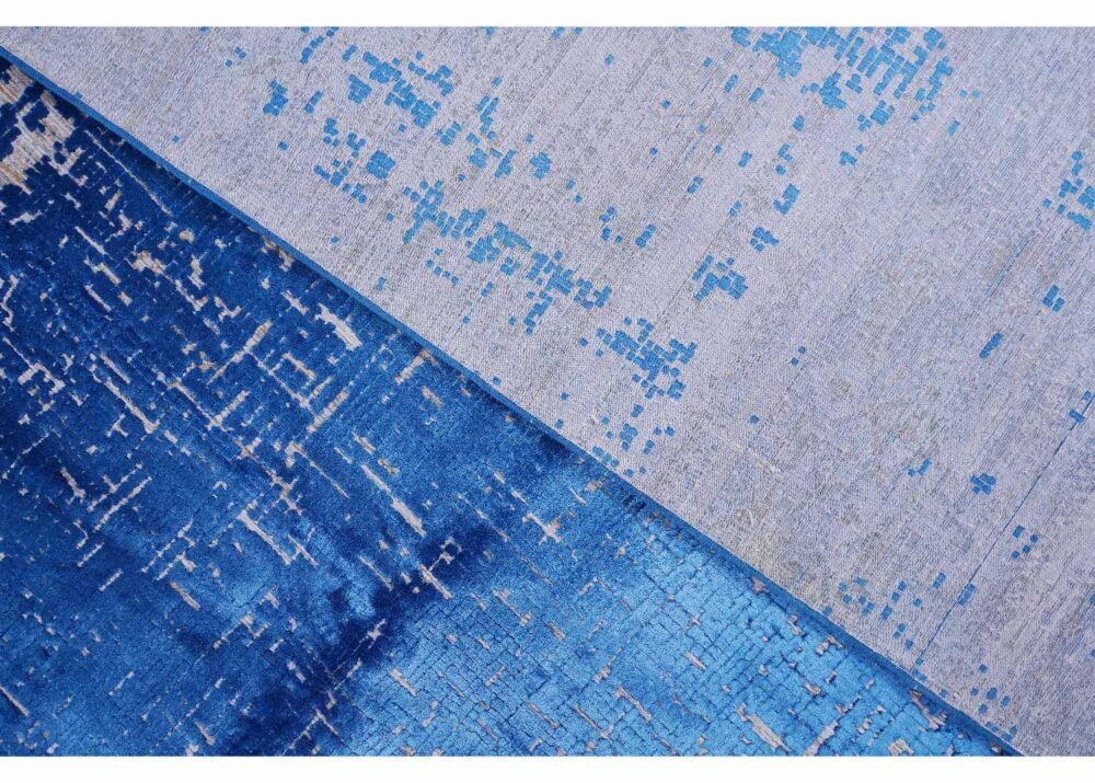 Aura Navy Blue Abstract Rug Blue-Grey 6.5x9.6 ft for Modern Homes