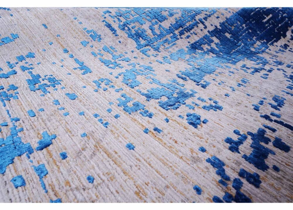 Aura Navy Blue Abstract Rug Blue-Grey 6.5x9.6 ft for Modern Homes
