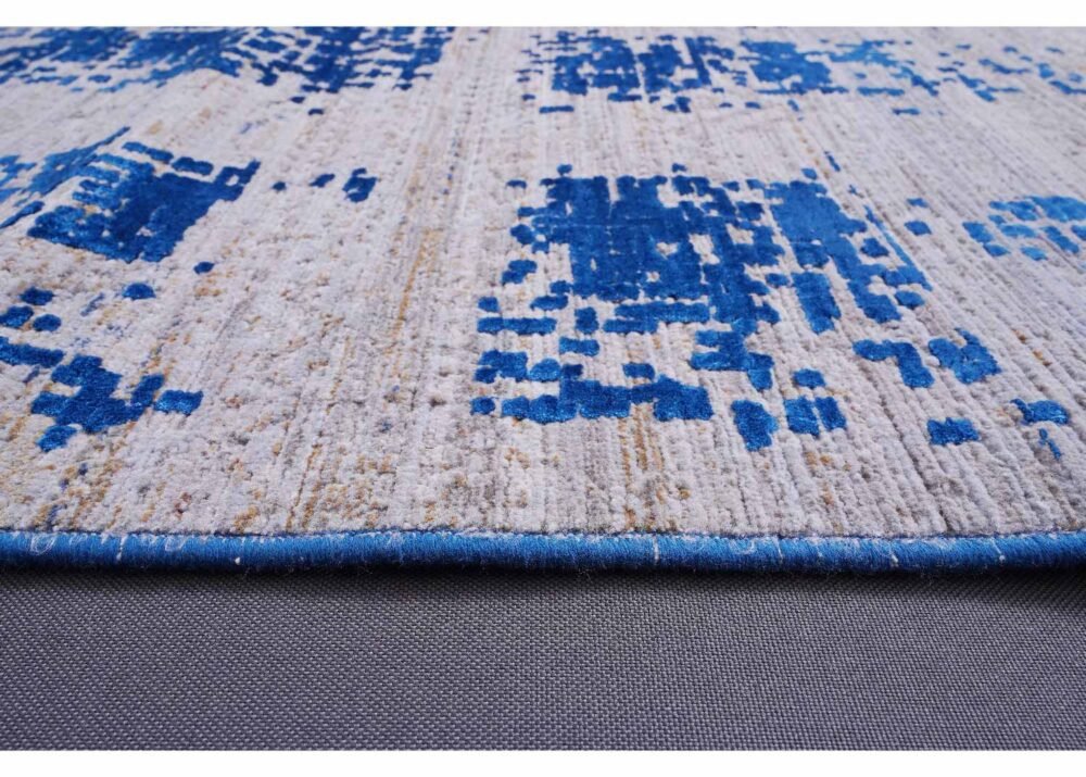Aura Navy Blue Abstract Rug Blue-Grey 6.5x9.6 ft for Modern Homes
