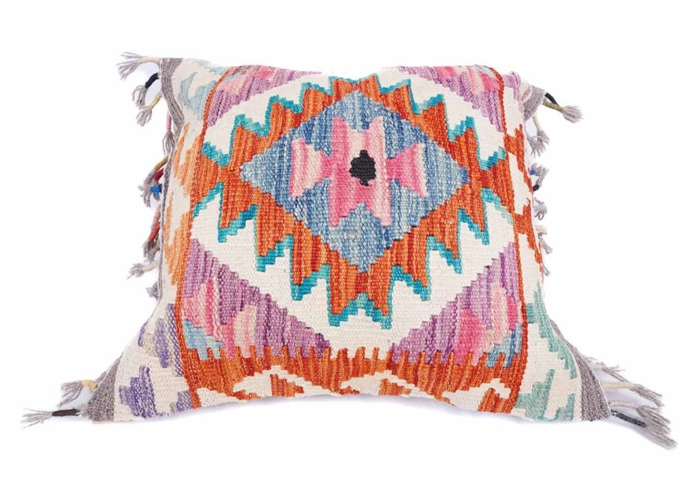 Boho Throw Pillows Kilim Cushion Wool & Wool 1.48x1.64 ft