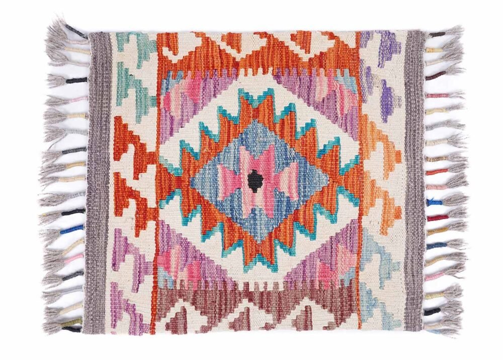 Boho Throw Pillows Kilim Cushion Wool & Wool 1.48x1.64 ft
