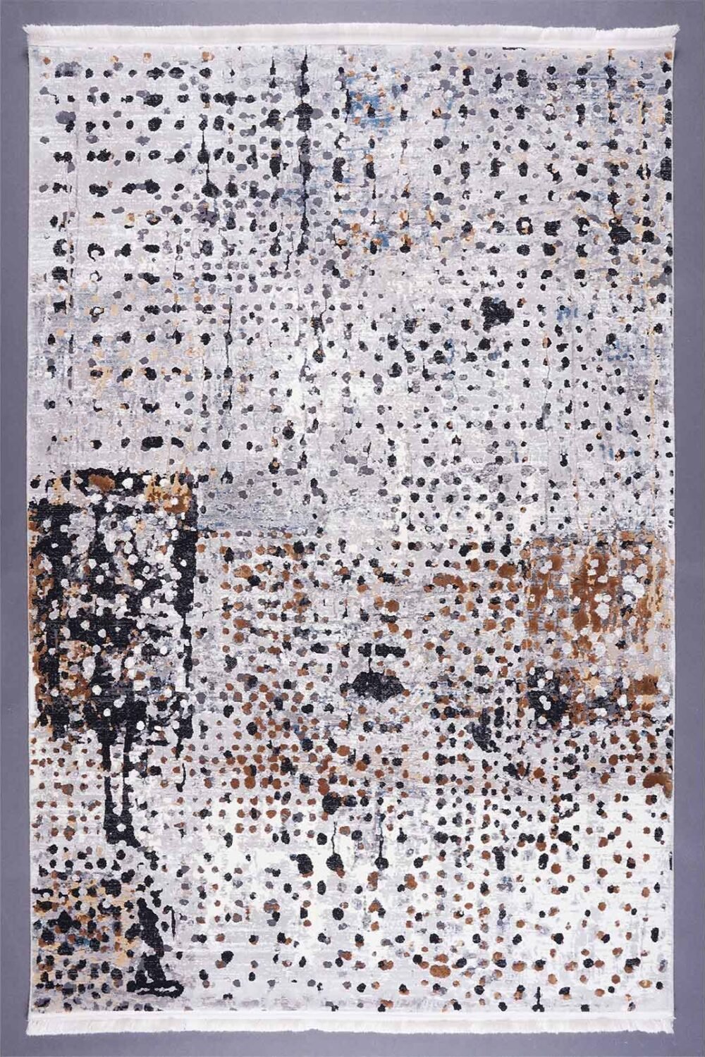 Grey Black Modern Abstract Carpet 4x6 ft Machine Made