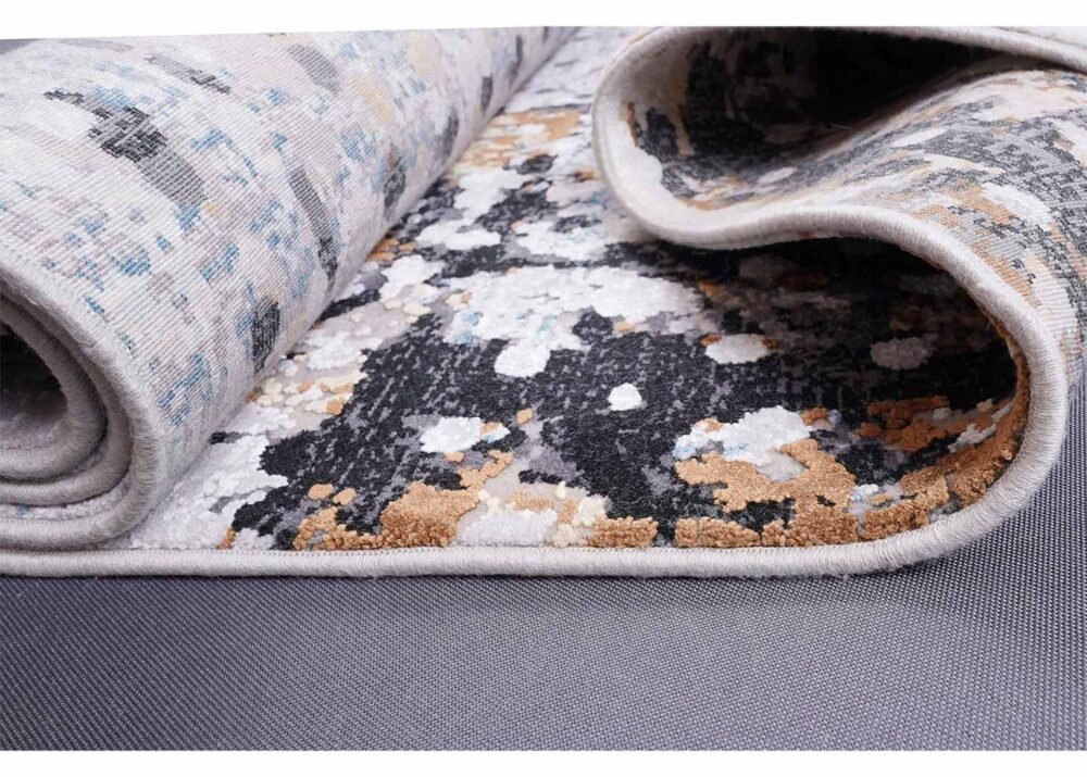 Grey Black Modern Abstract Carpet 4x6 ft Machine Made