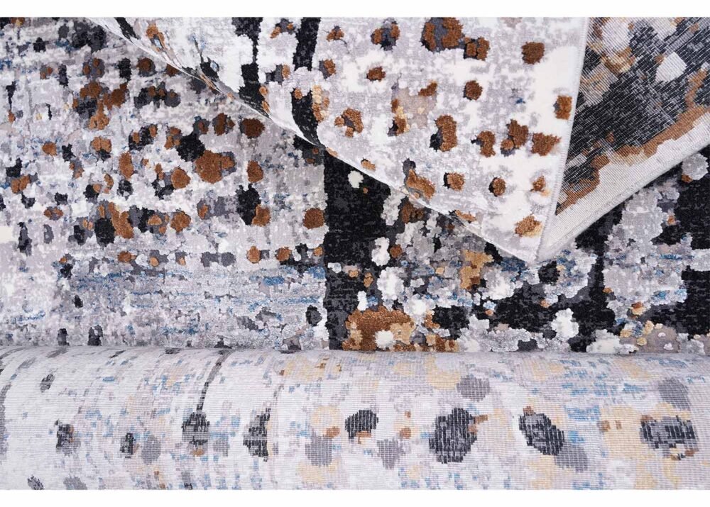 Grey Black Modern Abstract Carpet 4x6 ft Machine Made