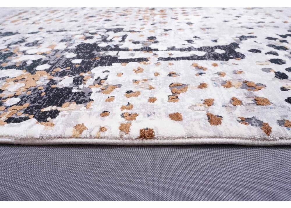 Grey Black Modern Abstract Carpet 4x6 ft Machine Made