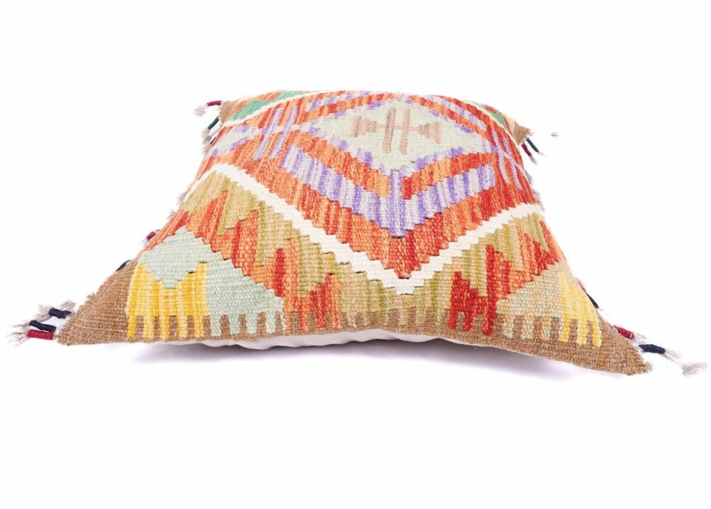 Handwoven Traditional Accent Pillow Cushion Kilim: Geometric 1.54x1.71 ft