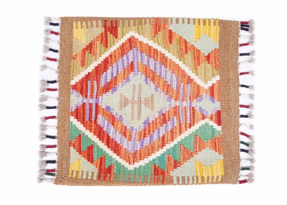 Handwoven Traditional Accent Pillow Cushion Kilim: Geometric 1.54x1.71 ft