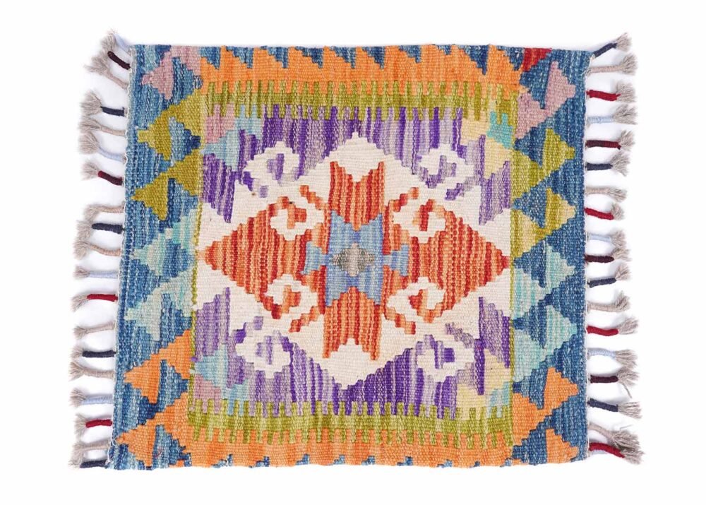 Handwoven Turkish Kilim Pillow Cushion with Wool - Geometric 1.51x1.74 ft