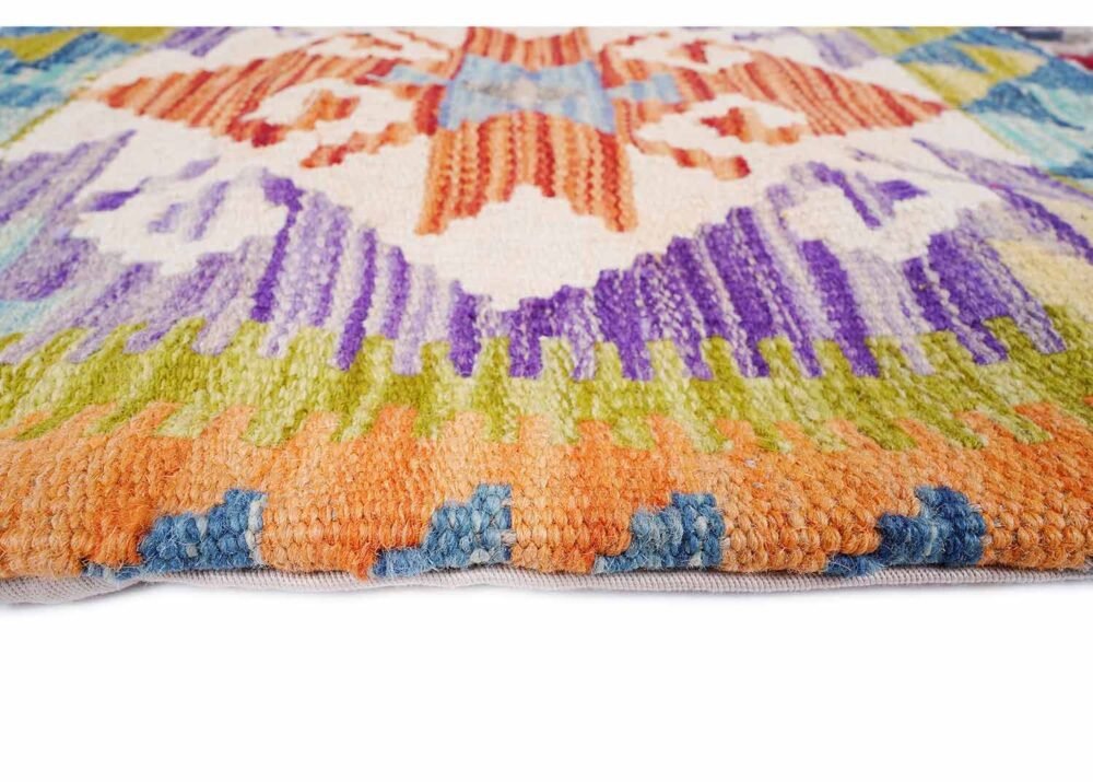 Handwoven Turkish Kilim Pillow Cushion with Wool - Geometric 1.51x1.74 ft