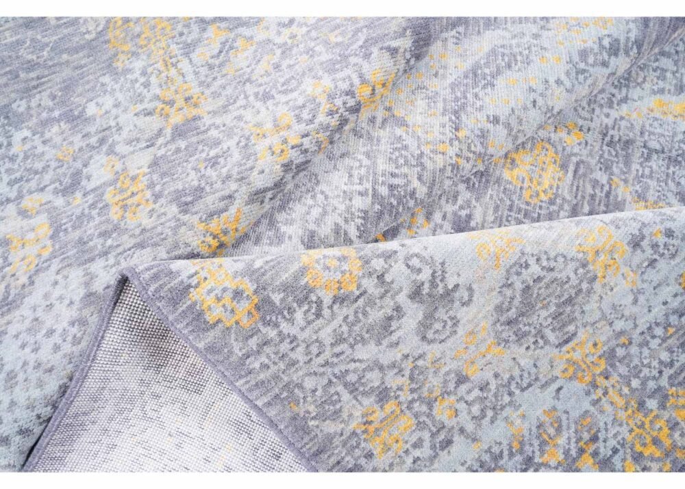 Luxury Beyerbeyi Usak Gray and Yellow Rug 6.5x9.8 ft Modern Oriental
