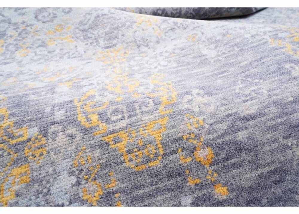 Luxury Beyerbeyi Usak Gray and Yellow Rug 6.5x9.8 ft Modern Oriental