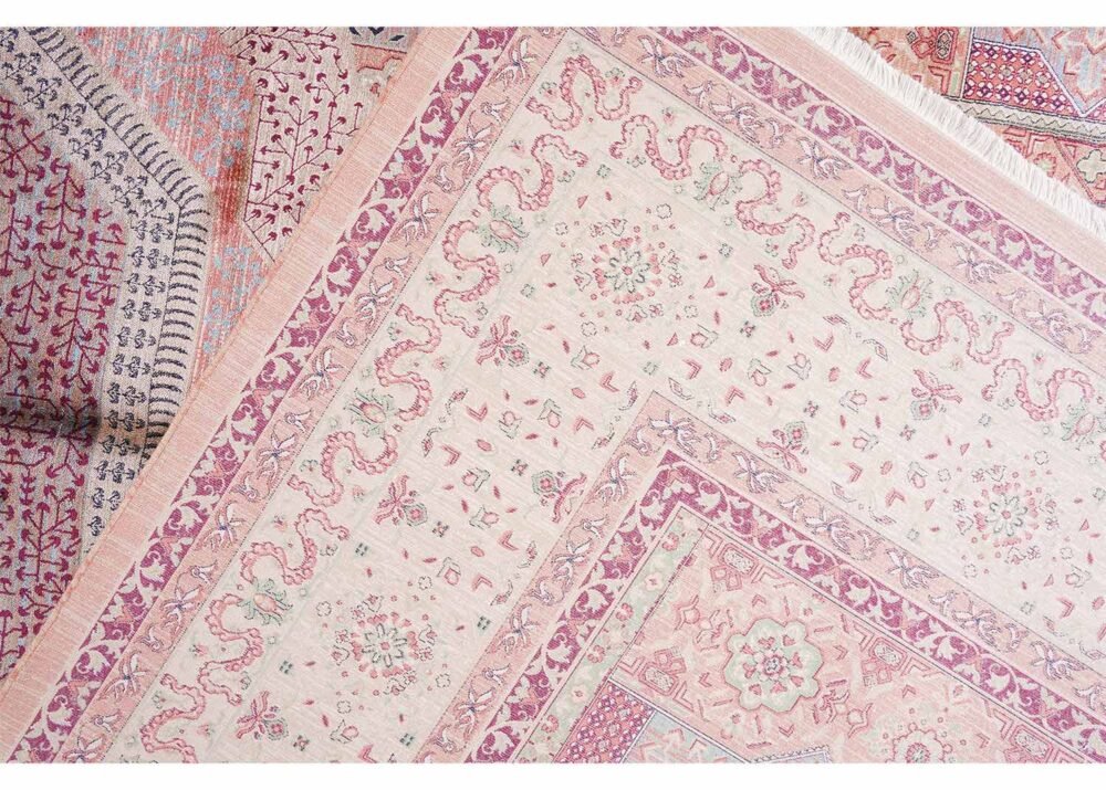 Memluk Geometric Area Rug - Rose Gold, 6x9 ft