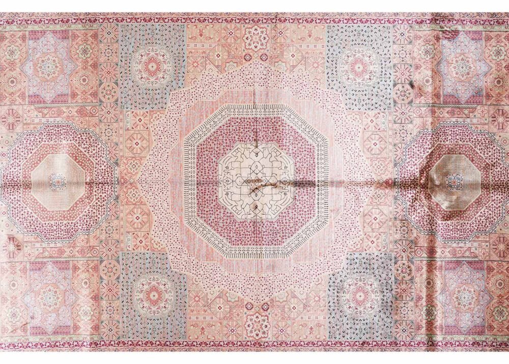 Memluk Geometric Area Rug - Rose Gold, 6x9 ft