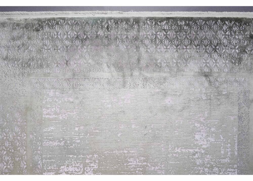 Modern Green & Grey Distressed Rug 9x6 ft Machine-made