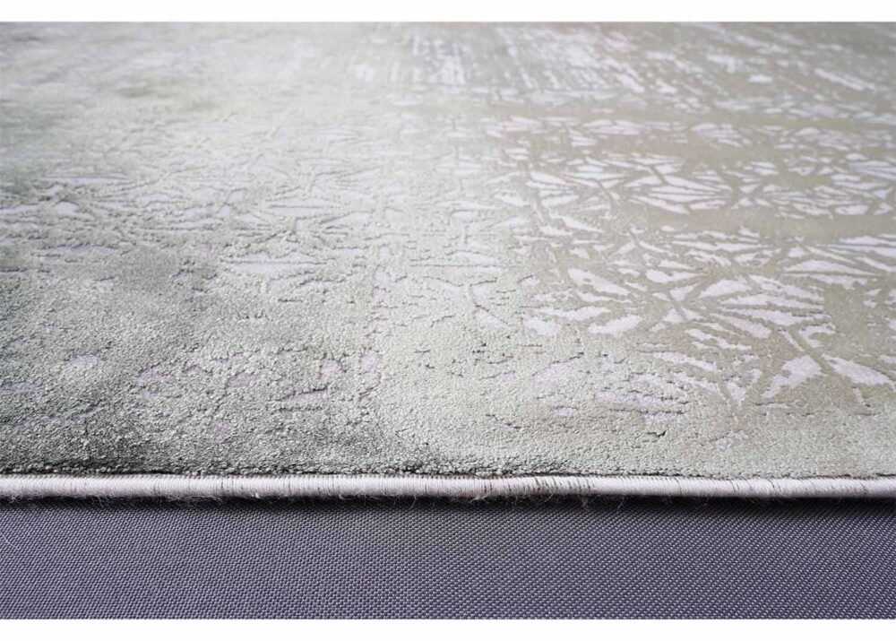 Modern Green & Grey Distressed Rug 9x6 ft Machine-made