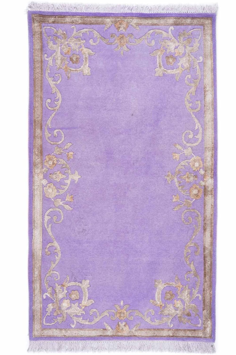 Modern Lavender Rug for Bedroom 5x3 ft Gold Floral Pattern
