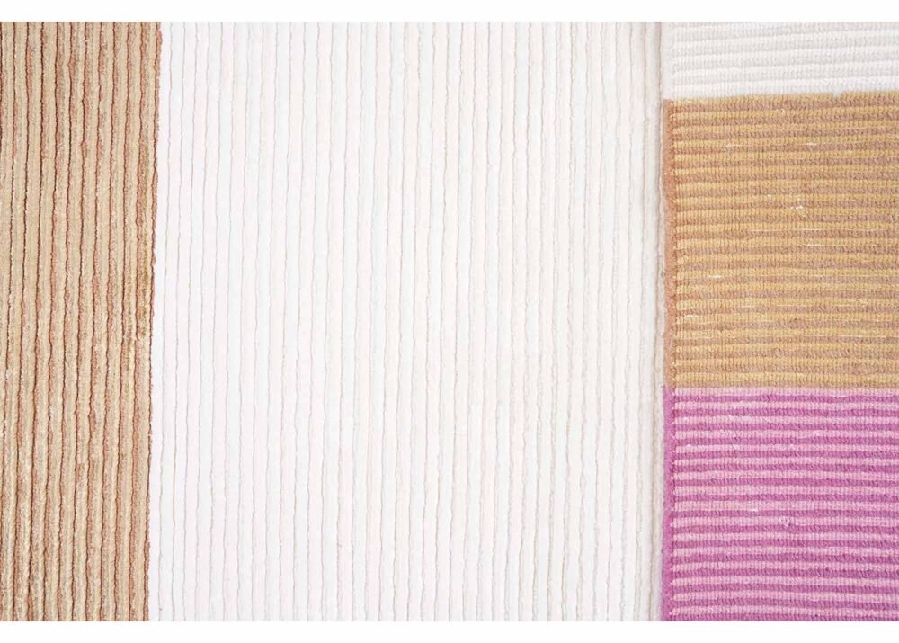 New Pink and White Striped Rug for Modern Areas 5x3 ft