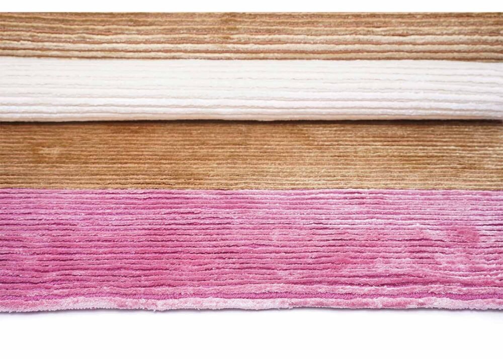 New Pink and White Striped Rug for Modern Areas 5x3 ft
