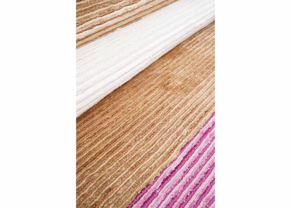 New Pink and White Striped Rug for Modern Areas 5x3 ft