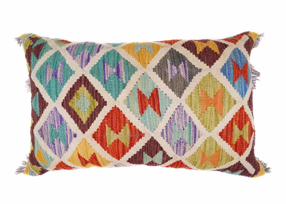Set of 2 Pillow Geometric Wool Kilim Handwoven 1.4x1.7 ft