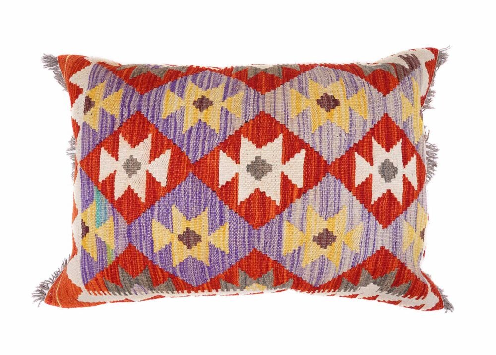 Set of 2 Pillow Geometric Wool Kilim Handwoven 1.4x1.7 ft