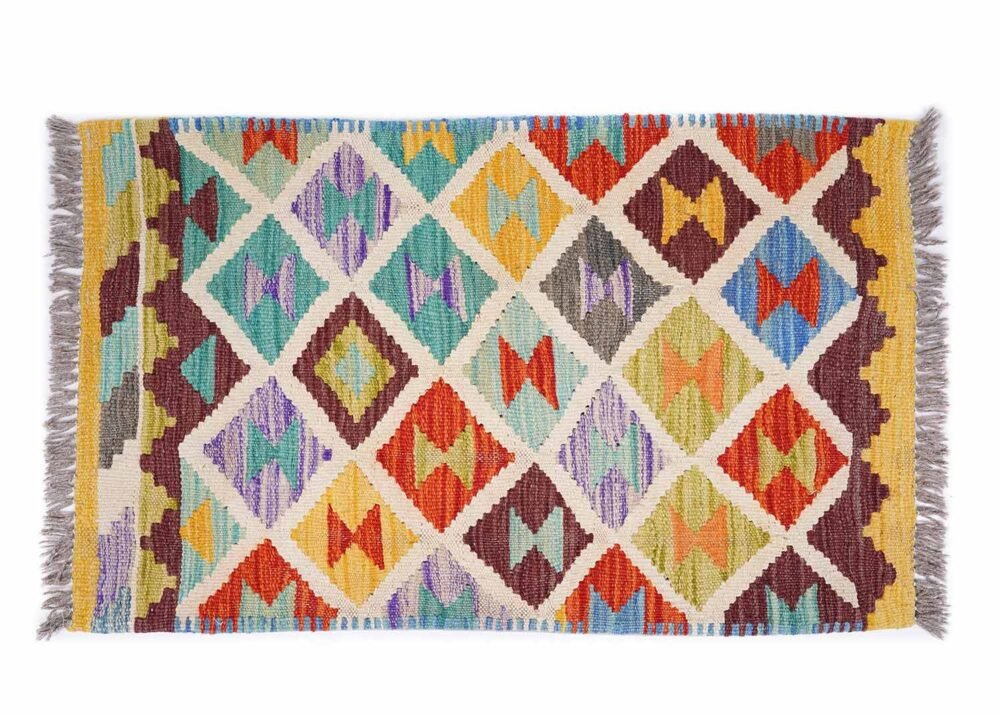 Set of 2 Pillow Geometric Wool Kilim Handwoven 1.4x1.7 ft