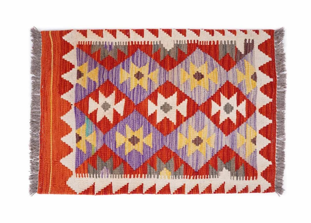 Set of 2 Pillow Geometric Wool Kilim Handwoven 1.4x1.7 ft