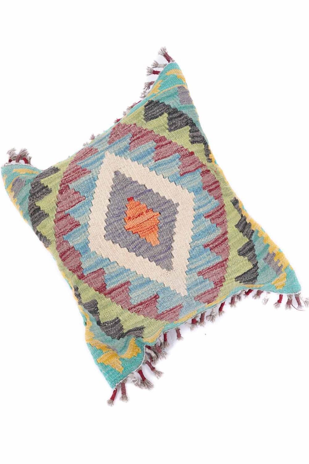 Throw Pillows Multicolor Original Wool Kilim Cushion - 1.54x1.74 ft