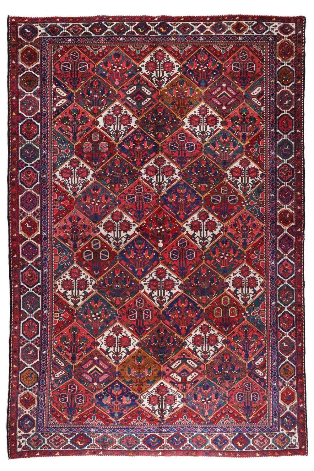 Antique Bahtıyarı Red Traditional Rug Hand-Knotted 9.9x6.8 ft - Rugs 1