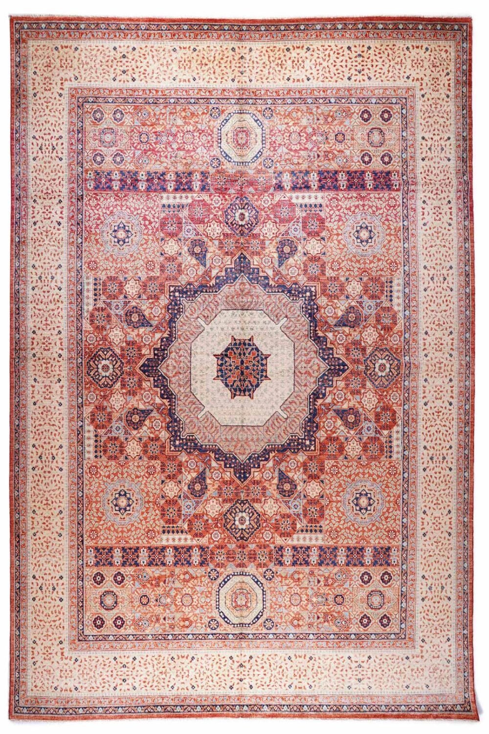 Beige and Orange Rug 11x8 ft Traditional Hand-Knotted Memluk - Rugs 1