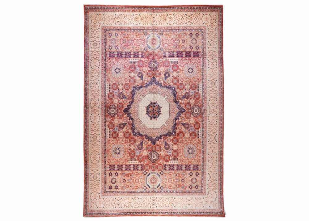 Beige and Orange Rug 11x8 ft Traditional Hand-Knotted Memluk - Rugs 1