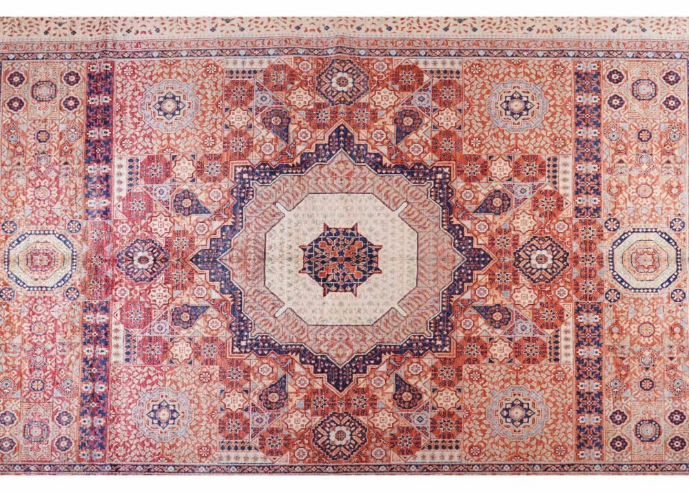 Beige and Orange Rug 11x8 ft Traditional Hand-Knotted Memluk - Rugs 1