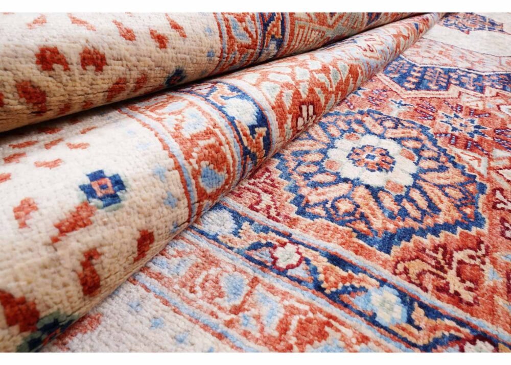 Beige and Orange Rug 11x8 ft Traditional Hand-Knotted Memluk - Rugs 1