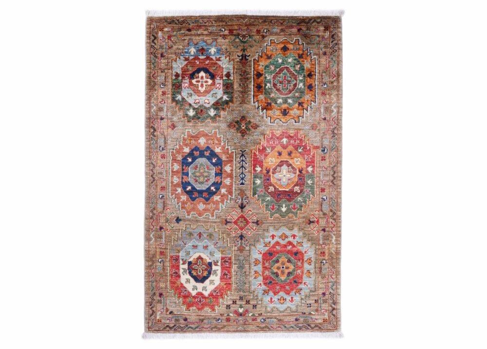 Geometric Pattern Sultani Brown Carpet Rug 4.2x2.6 ft Traditional - Rugs 1