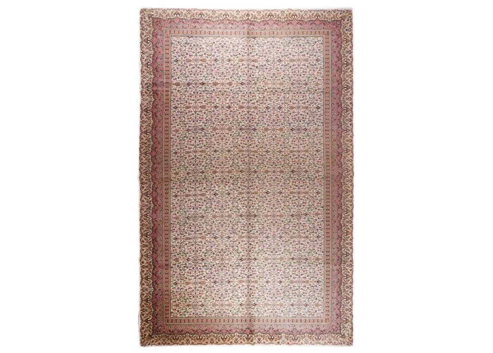 Hand-Knotted Beige Floral Rug Kayseri Traditional 11.5x7.8 ft Vintage - Rugs 1