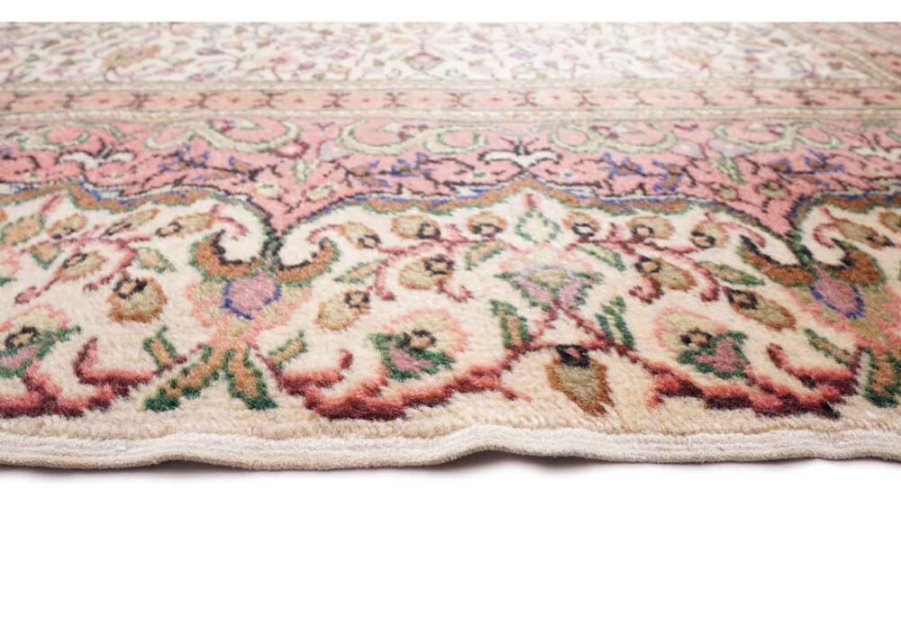 Hand-Knotted Beige Floral Rug Kayseri Traditional 11.5x7.8 ft Vintage - Rugs 1