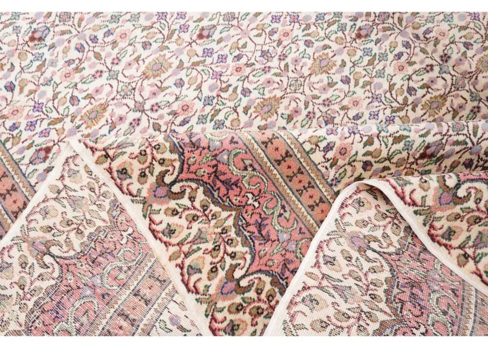 Hand-Knotted Beige Floral Rug Kayseri Traditional 11.5x7.8 ft Vintage - Rugs 1