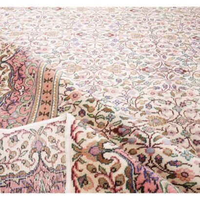 Hand-Knotted Beige Floral Rug Kayseri Traditional 11.5x7.8 ft Vintage - Rugs 1