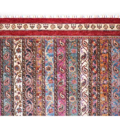 High-Quality Striped Area Rug 7.8x5.8 ft Traditional Red Shawal - Rugs 1