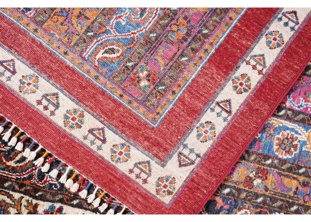 High-Quality Striped Area Rug 7.8x5.8 ft Traditional Red Shawal - Rugs 1