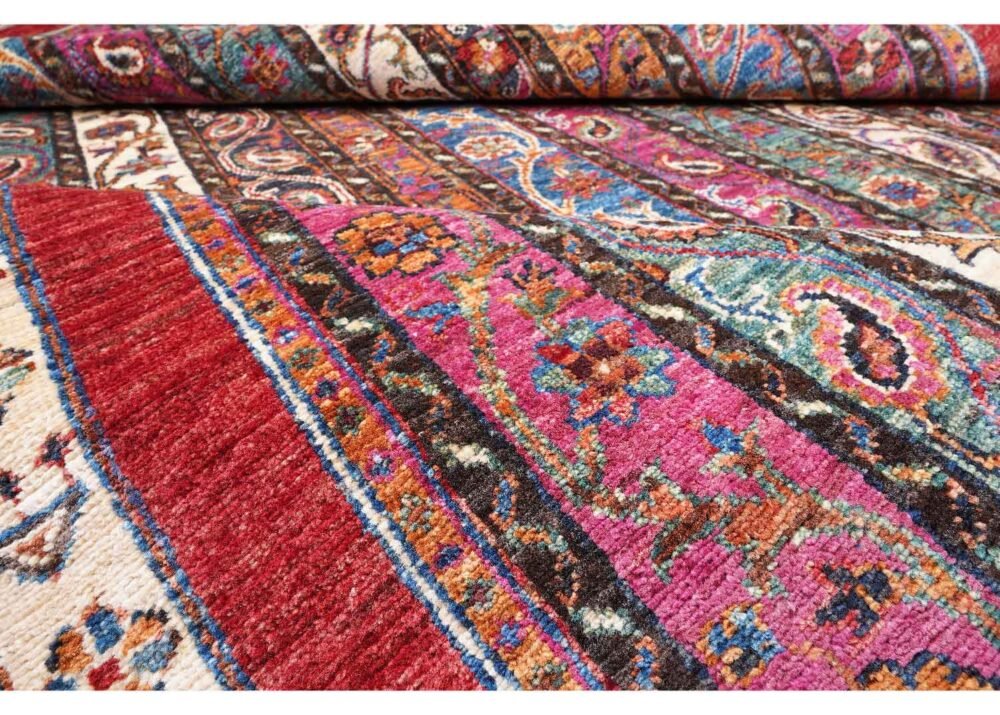 High-Quality Striped Area Rug 7.8x5.8 ft Traditional Red Shawal - Rugs 1