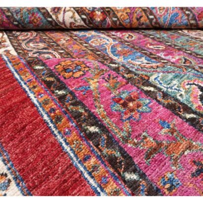 High-Quality Striped Area Rug 7.8x5.8 ft Traditional Red Shawal - Rugs 1