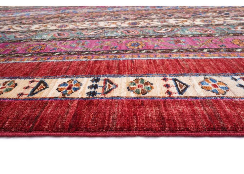 High-Quality Striped Area Rug 7.8x5.8 ft Traditional Red Shawal - Rugs 1