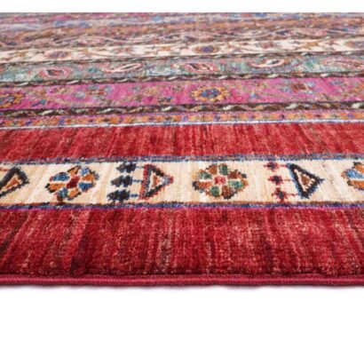 High-Quality Striped Area Rug 7.8x5.8 ft Traditional Red Shawal - Rugs 1