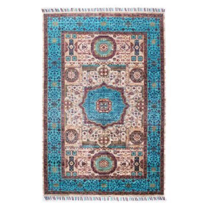 High-Quality Traditional Blue and Beige Area Rug 6x4 ft Oriental Memluk - Rugs 1
