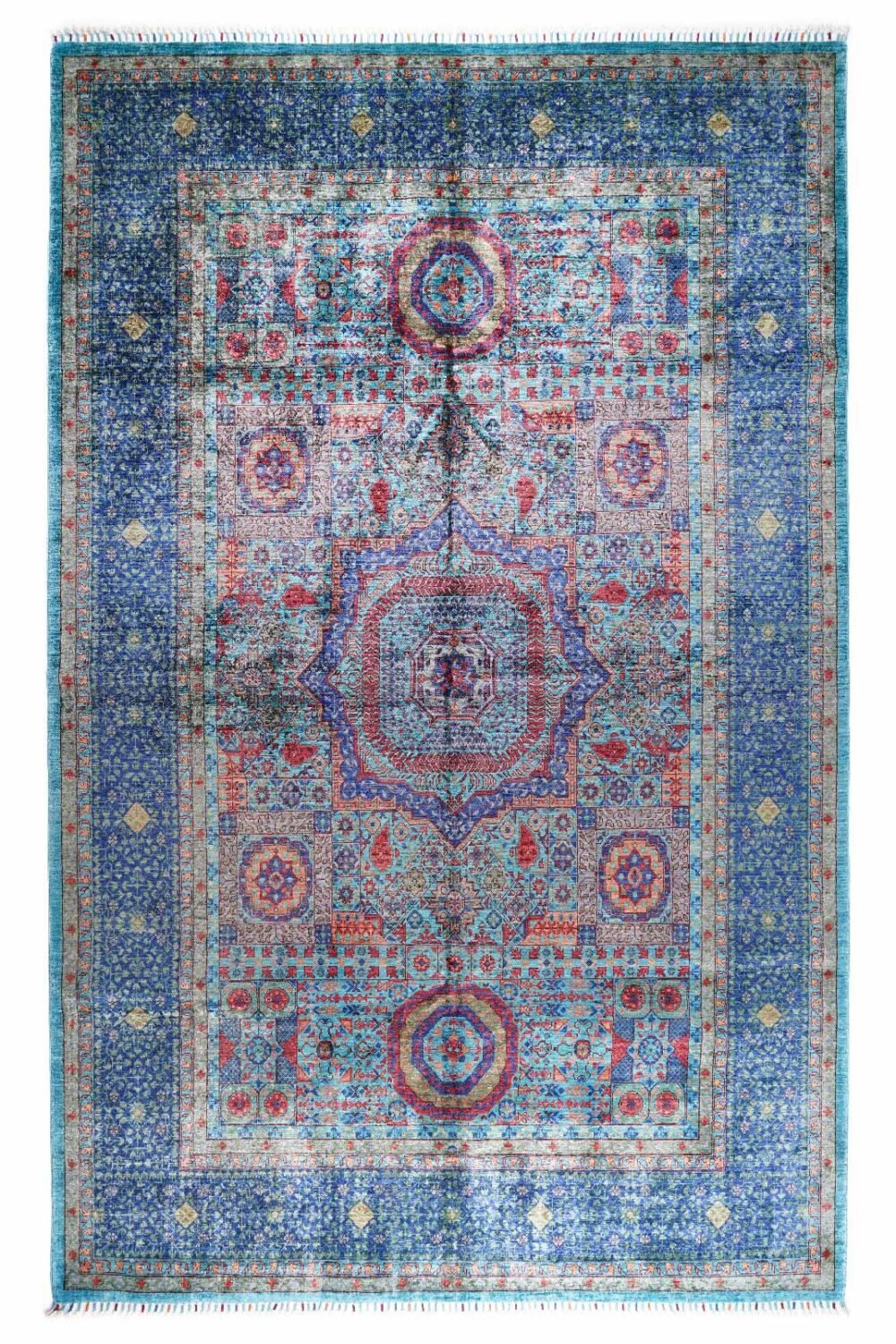 High-end Blue Traditional Rug 10x6.8 ft Wool-Cotton Memluk - Rugs 1