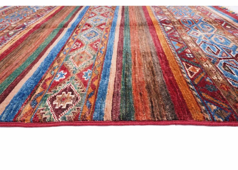 Horgin Traditional Striped Rug Multicolor 3.8x2.6 ft Hand-Knotted - Rugs 1
